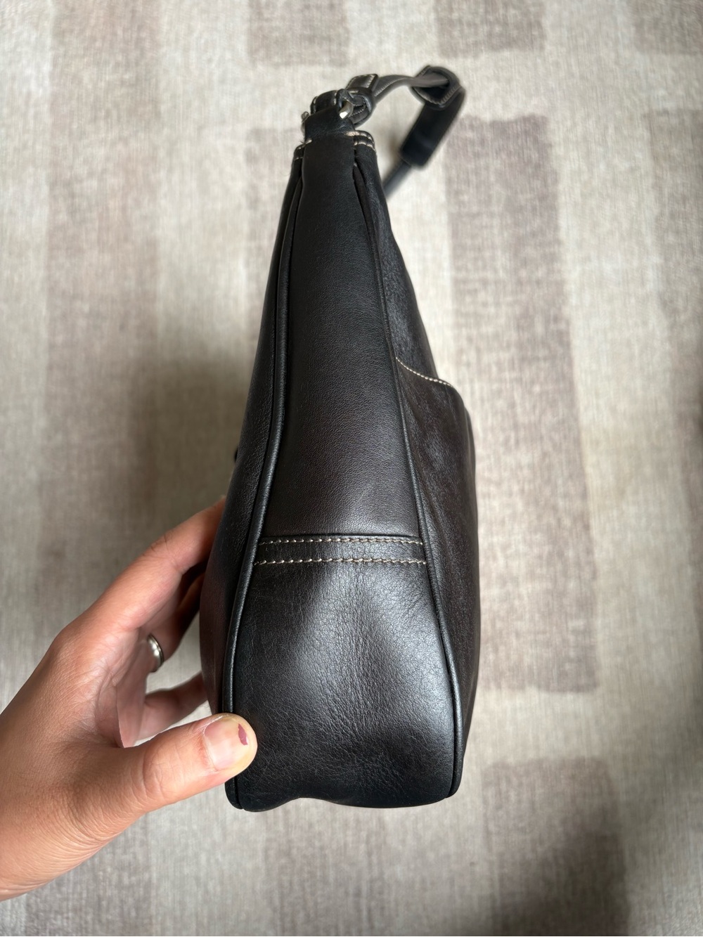 COACH Y2K Vintage Black Leather Hamilton Clip Hobo Shoulder Bag Handbag 7778 - Picture 3 of 12